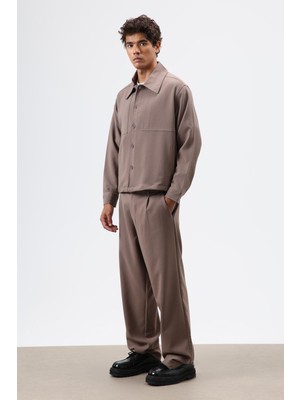 Vamos Baggy Fit Kumaş Pantolon Vizon