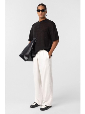 Vamos Baggy Fit Modal Kumaş Pantolon Ekru