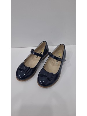 Aktaş Ortopedi Kız Çocuk Papyon Fiyonklu Lacivert Rugan Ortopedik Abiye Babet Ayakkabı