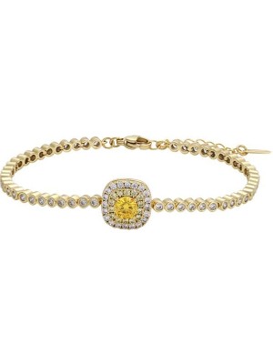 SERENES Merkez Zirkon Taşlı Zarif Işıltılı 14 Ayar Altın Kaplama Kadın Tenis Bileklik