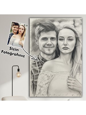 Barida Sanat Kişiye Özel Karakalem Efektli Premium Kanvas Tablo