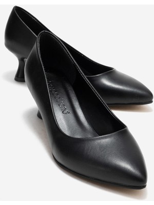 Ccway Kadın Stiletto Ayakkabı; Siyah Cilt