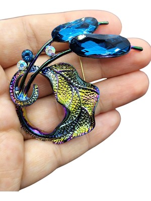 BB Bi Butik Shop Safir Parıltılı Yaprak Broş