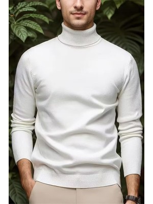 Oksit Premium Slim Fit Pamuk Polyester Erkek Boğazlı Kazak Triko