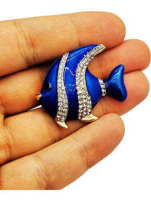 BB Bi Butik Shop Mavi Taşlı Balık Broş