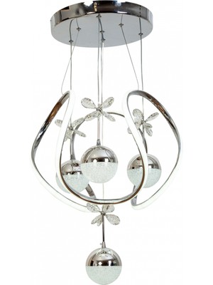 Avonni AV-7014-6118-3K-4TK Krom Kaplama Modern Avize LED Alüminyum Silikon 48X48 cm