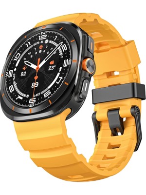 Alstrap Samsung Galaxy Watch Ultra Uyumlu Outdoor Metal Tokalı Spor Silikon Kordon
