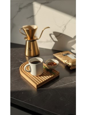 Dekoratif Ahşap Kemer Sunum Tepsisi - Gökkuşağı Formlu Minimalist Takı ve Mum Altlığı