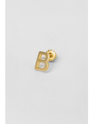 So CHIC My Story B Harfi 18 Ayar Sarı Altın Kaplama Gümüş Tek Küpe