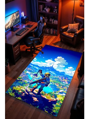Charmbi The Legend Of Zelda Desenli Kaymaz Taban Makinede Yıkanabilir Gaming Oyuncu Gamer Genç Odası Halısı