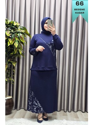 Elmas Tesettür Kadın Giyim Büyük Beden Batik Modal Etekli Takım