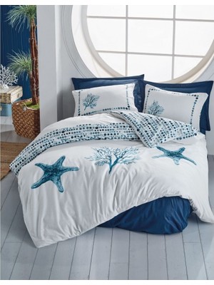 Budi Home Cotton Box Maritime Ranforce Nevresim Takımı Tek Kişilik Star Lacivert