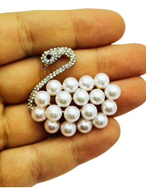 BB Bi Butik Shop Inci Taşlı Kuğu Broş
