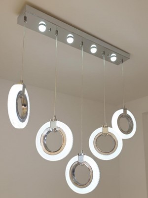 Avonni AV-7044-0067-5YM-K Krom Kaplama Modern Avize LED Metal Pleksi 70X20 cm