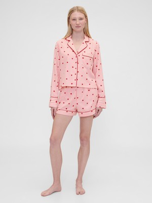 Gap Kadın Pembe Gap × Summer Fridays Flannel Hearts Pijama Boxer Şort