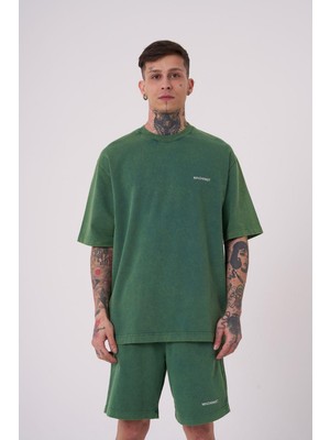 Machinist Erkek Basic Yıkamalı Relaxed Tişört Yağ Yeşili