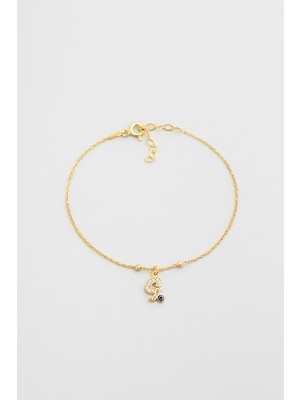 So CHIC G Harfi 18 Ayar Sarı Altın Kaplama 19 Cm Gümüş Nazar Bileklik