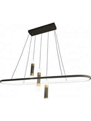 Avonni AV-7031-ML40047-58W Siyah Boya Modern Avize LED Metal Pleksi 110X25 cm