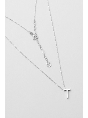 So CHIC My Story T Harfi 18 Ayar Beyaz Altın Kaplama 45 Cm Gümüş Kolye
