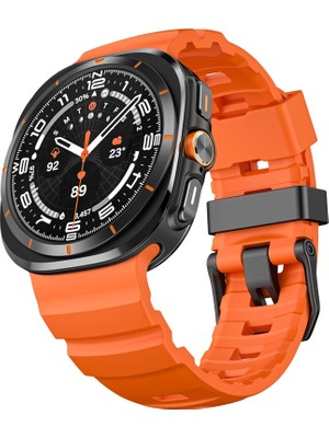 Alstrap Samsung Galaxy Watch Ultra Uyumlu Outdoor Metal Tokalı Spor Silikon Kordon