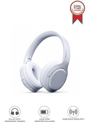 Bluetooth Kulaklık Kulak Üstü Kablosuz Kulaklık Lenovo TH53 Beyaz