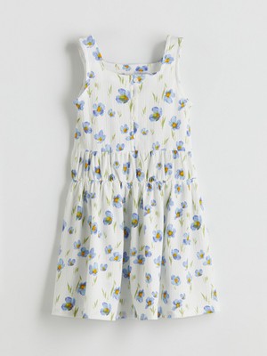 Lc Waikiki Yeni Sezon Kare Yaka Çiçekli Kız Çocuk Elbise