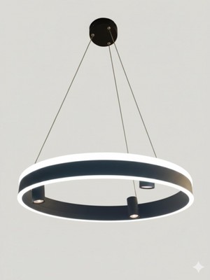 Avonni AV-7031-ML40073-50 Siyah Boya Modern Avize LED Metal Pleksi 50 cm