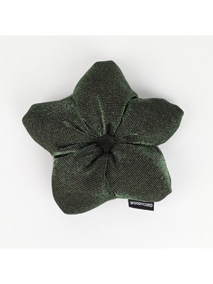 Woodycord El Yapımı Elyaf Dolgulu Scrunchie Topuz Tokası Metalik Yeşil Işıltısı