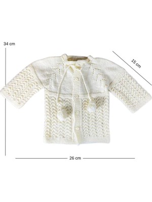 Uretti - Kadir 7704 0984 El Örgüsü Ponpon Detaylı Sarı Bebek Hırka - 1 / 2 yaş