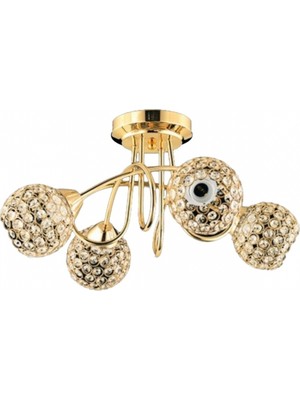 Avonni AV-7013-109-4S Gold Kaplama Modern Avize E27 Metal Cam 50 cm