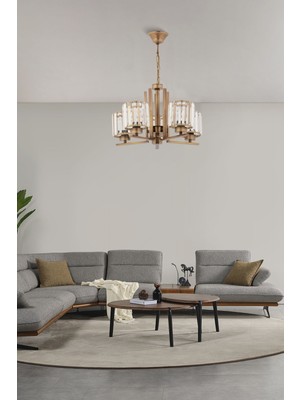 Avonni AV-7013-396-5E Eskitme Kaplama Modern Avize E27 Metal Kristal 50 cm