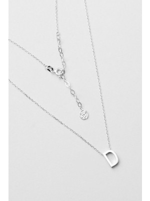 So CHIC My Story D Harfi 18 Ayar Beyaz Altın Kaplama 45 Cm Gümüş Kolye