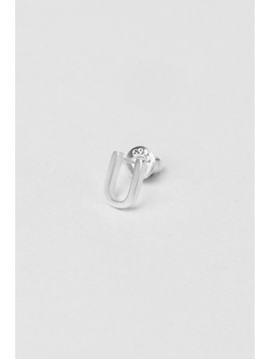 So CHIC My Story U Harfi 18 Ayar Beyaz Altın Kaplama Gümüş Tek Küpe