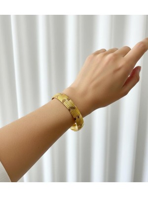 Kuyumcu Nurettin 10 gr (Gram) Kum Tanesi Desenli Şarnel Bilezik 22 Ayar Altın Yatırımlık Işçiliksiz