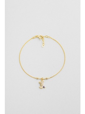 So CHIC Y Harfi 18 Ayar Sarı Altın Kaplama 19 cm Gümüş Nazar Bileklik