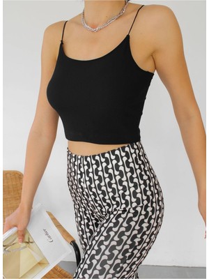 Qutta Kadın Ip Askılı Ottoman Kumaş Crop Bluz