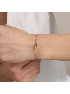 Gold Marley 14 Ayar Zarif Yıldız Figürlü Kadın Altın Bileklik