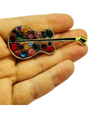 BB Bi Butik Shop Renkli Taşlı Gitar Broş