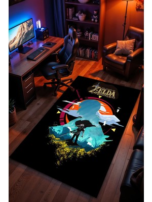 Charmbi The Legend Of Zelda Desenli Kaymaz Taban Makinede Yıkanabilir Gaming Oyuncu Gamer Genç Odası Halısı