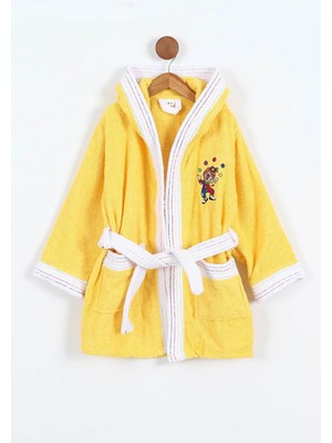 Bella Home Palyaço Nakışlı Kapüşonlu Çocuk Bornozu - %100 Cotton - Orijinal Kutulu