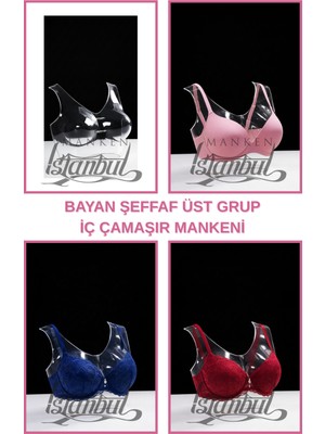 Manken İstanbul Mağaza Tipi Sütyen Stand Mankeni - Şeffaf Sütyen Vitrin Mankeni