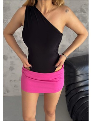 Qutta Kadın Yanı Büzgülü Tek Kol Önü Çift Kat Sandy Bodysuit