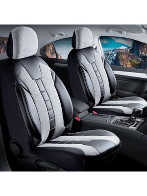 Mk Express Mk Bmw 5 Serisi 523 Uyumlu Keten Oto Koltuk Kılıfı Deri Detaylı 5 Li Set Vista Seri Füme