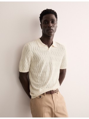 Marks & Spencer Merino Yün Karışımlı Ipekli Örme Polo Yaka Tişört