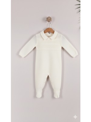 Kidello Ekru Kız Erkek Triko Tulum Yakalı | 0-3, 3-6, 6-9 Ay Bebek Tulum