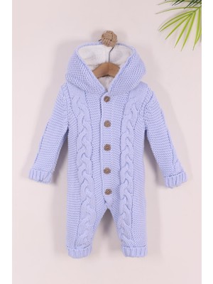 Kidello Mavi Erkek / Kız Bebek Kışlık Uyku Tulumu Welsoft Astarlı Triko Tulum 6-9AY 9-12AY 12-18AY