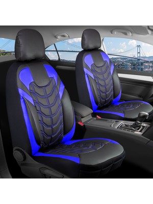 Castor Otomotiv Ford Puma Uyumlu Deri Oto Koltuk Kılıfı 5 Li Set Classy Serisi Siyah Mavi Renk