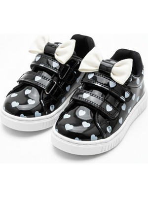 Papuccum Ortopedi Kız Çocuk Kalpli Fiyonklu Kaydırmaz Taban Ortopedik Spor Ayakkabı