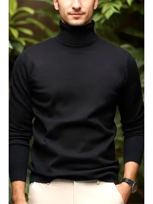 Oksit Premium Slim Fit Pamuk Polyester Erkek Boğazlı Kazak Triko