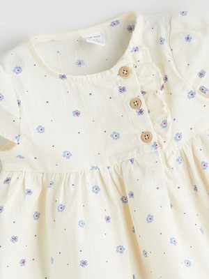 Lc Waikiki Yeni Sezon Bisiklet Yaka Çiçekli Kız Bebek Elbise